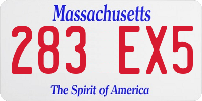 MA license plate 283EX5