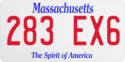 MA license plate 283EX6