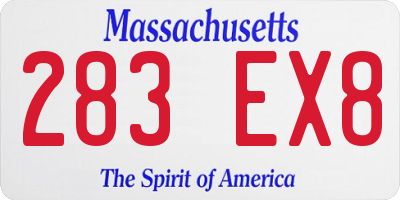 MA license plate 283EX8
