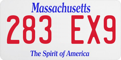 MA license plate 283EX9