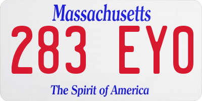 MA license plate 283EY0