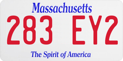 MA license plate 283EY2
