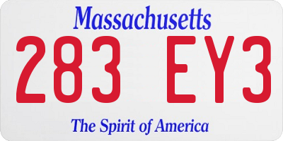 MA license plate 283EY3