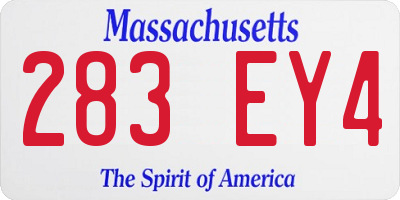 MA license plate 283EY4