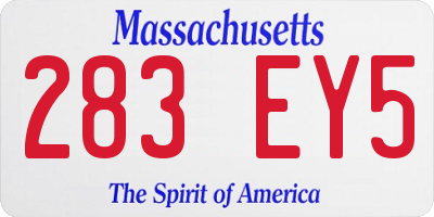 MA license plate 283EY5