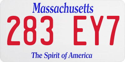 MA license plate 283EY7