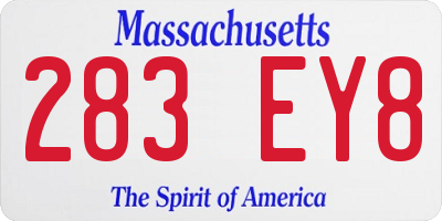 MA license plate 283EY8
