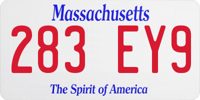 MA license plate 283EY9