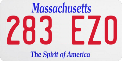 MA license plate 283EZ0