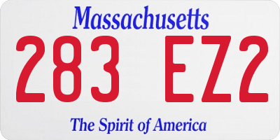 MA license plate 283EZ2