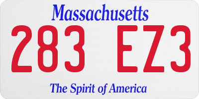 MA license plate 283EZ3