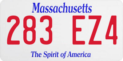 MA license plate 283EZ4