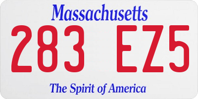 MA license plate 283EZ5