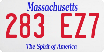 MA license plate 283EZ7