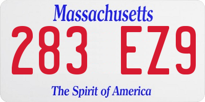 MA license plate 283EZ9