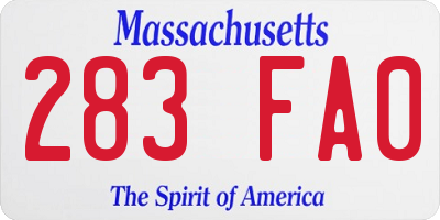 MA license plate 283FA0
