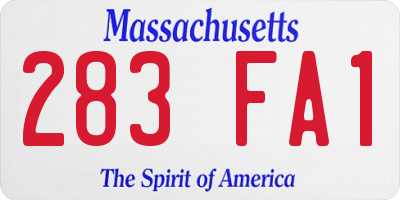 MA license plate 283FA1