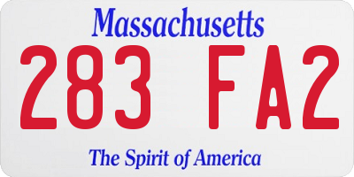 MA license plate 283FA2