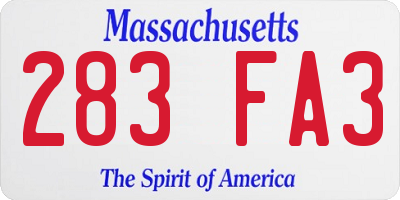 MA license plate 283FA3