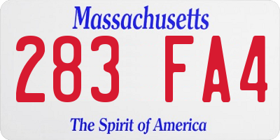 MA license plate 283FA4