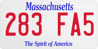 MA license plate 283FA5