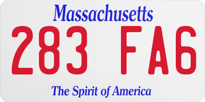 MA license plate 283FA6