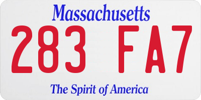 MA license plate 283FA7