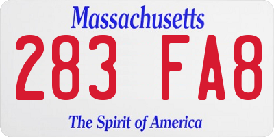 MA license plate 283FA8