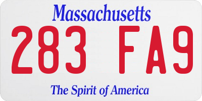 MA license plate 283FA9