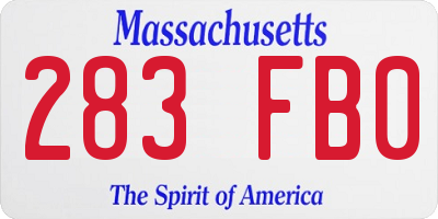MA license plate 283FB0