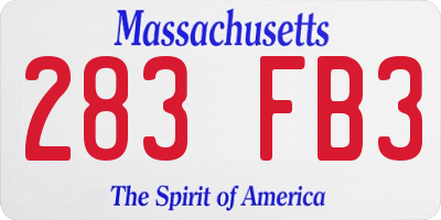 MA license plate 283FB3