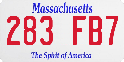 MA license plate 283FB7