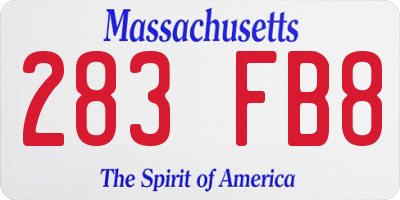 MA license plate 283FB8