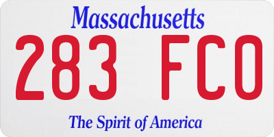 MA license plate 283FC0