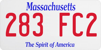MA license plate 283FC2