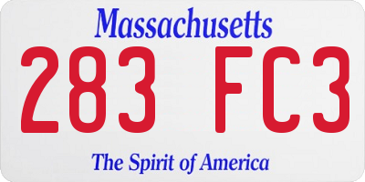 MA license plate 283FC3