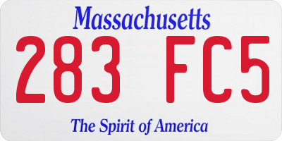 MA license plate 283FC5