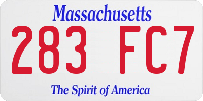 MA license plate 283FC7
