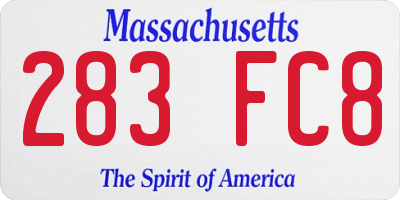 MA license plate 283FC8