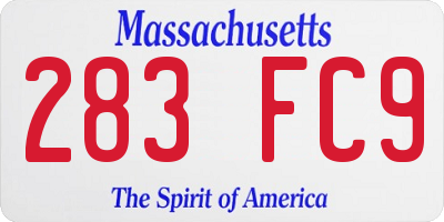 MA license plate 283FC9
