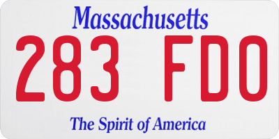 MA license plate 283FD0
