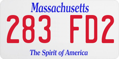 MA license plate 283FD2