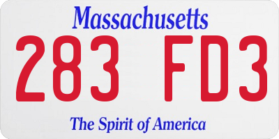 MA license plate 283FD3