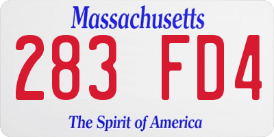 MA license plate 283FD4