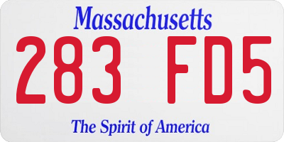 MA license plate 283FD5