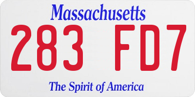 MA license plate 283FD7