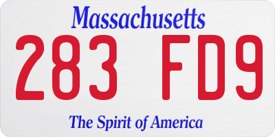 MA license plate 283FD9