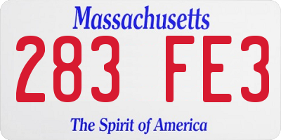 MA license plate 283FE3