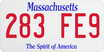 MA license plate 283FE9