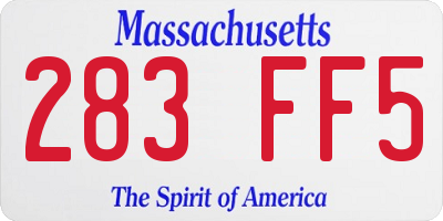 MA license plate 283FF5